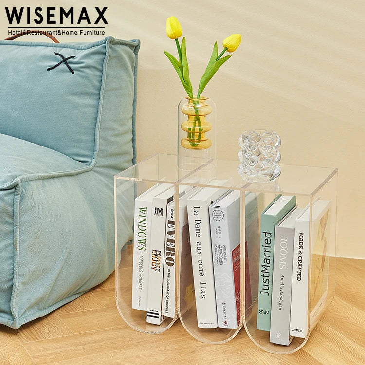 WISEMAX FURNITURE Nordic Modern Living Room Furniture Wave Edge Sofa Side Table Plastic Frame Storage Coffee Table with 3 Drawer