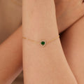 New Arrivals Stainless Steel 18K Gold Plated Emerald Cubic Zircon Heart Pendant Link Chain Women Bracelets