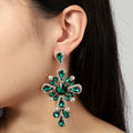 Women's Gold Plated Glass Rhinestone Earrings Faith Cross Pendant Wholesale Superior Quality Dazzling Colorful Mainly Copper