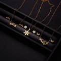 New Style Stainless Steel Necklace Fish Bones Love Hollow butterfly Pendant Ear Studs Suit Fashion Accessories for Women