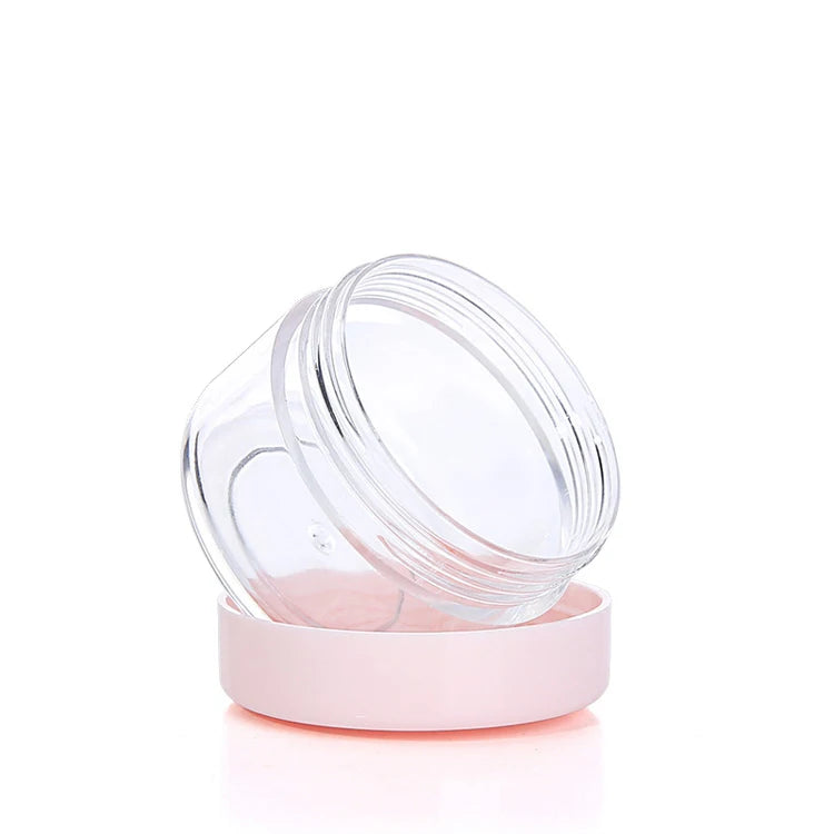 Customized Logo Mini Size 5g 10g Transparent Plastic Jar for Cosmetic Empty 20g with Pink Blue White Caps PS Containers