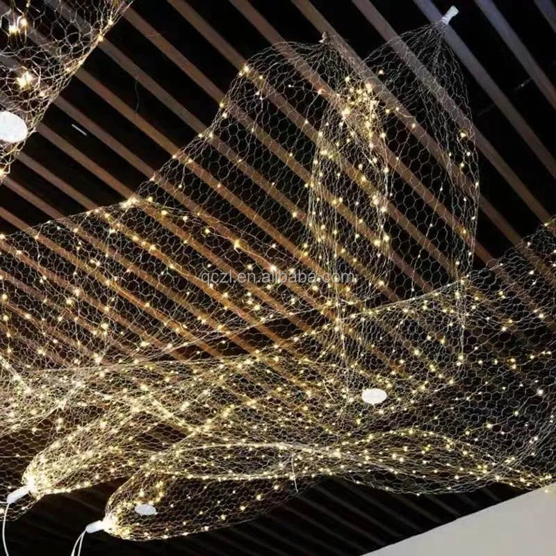 Wedding Props Ceiling Decoration Starry Net Glow Light Beads Wire Mesh Wedding Props Starry Scene Layout