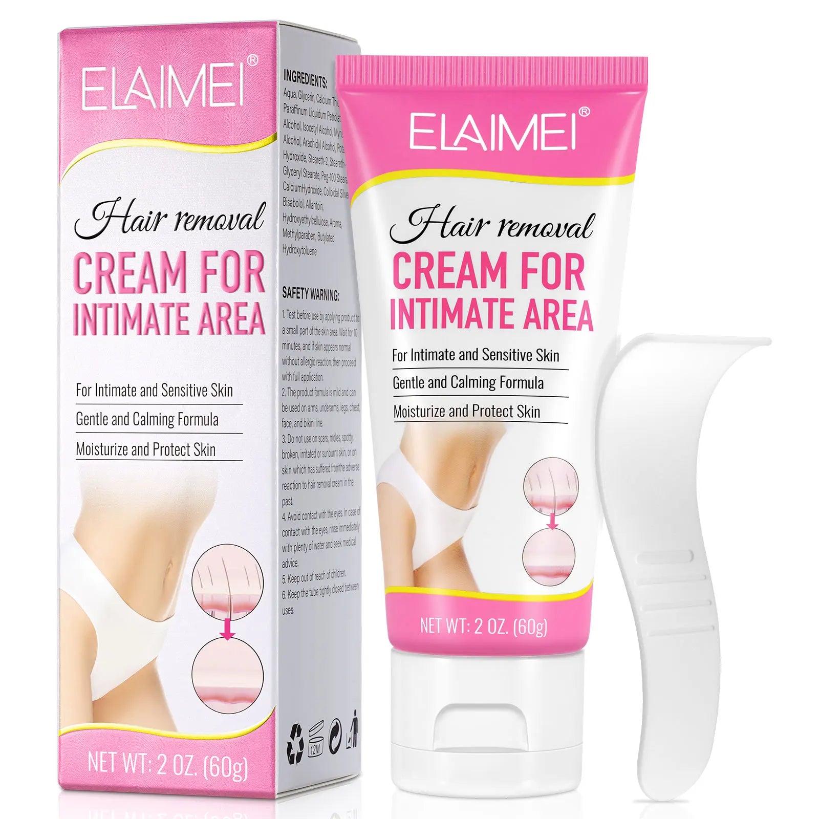 Elaimei Women's Sensitive Body Hair Removal Cream Private Label Painless Bikini Legs Shaving Cream for Underarm Chemical