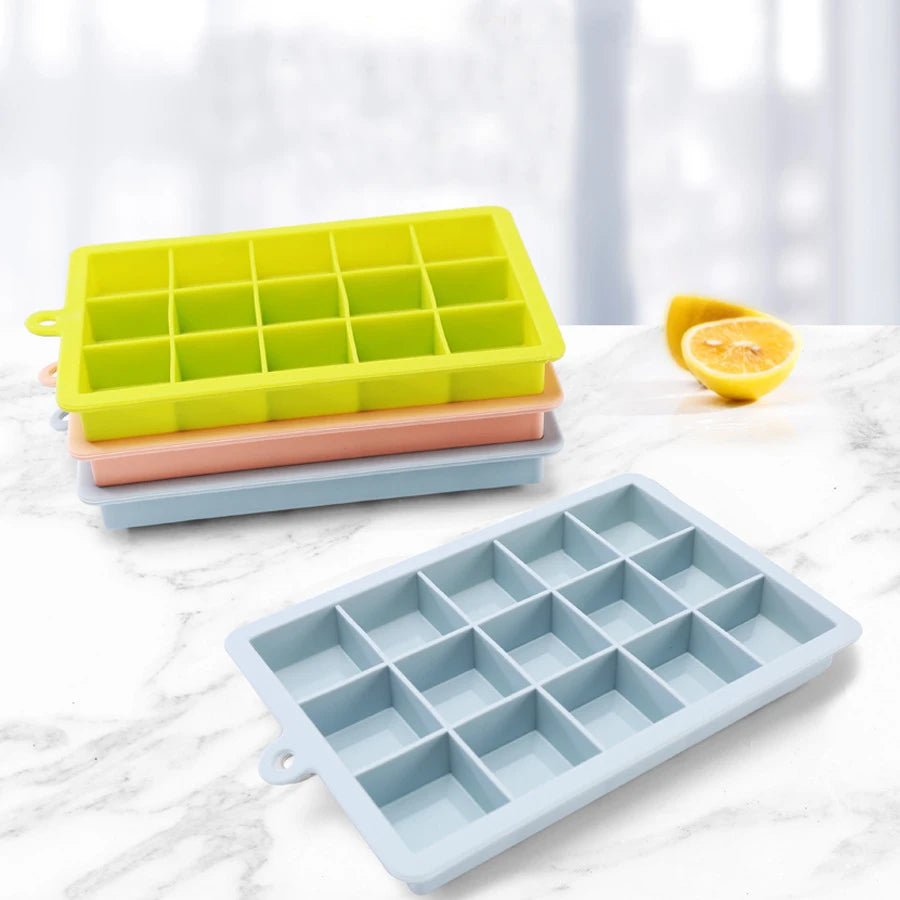 Easy-Release Pink Custom Logo Large 15 Square Silicone Ice Cube Trays Set Eco-Friendly for Ice Jelly