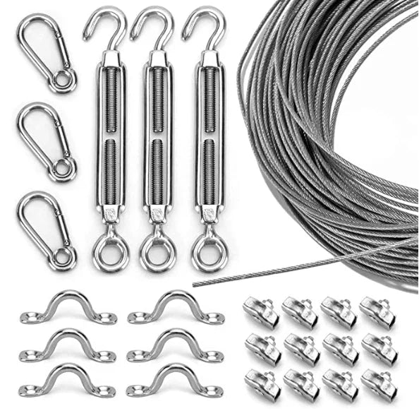 Heavy-Duty Turnbuckle Pad Eye Wire Rope Clamp Well Easy to Install String Lights Hanging Kit for Outdoor MegaBDM