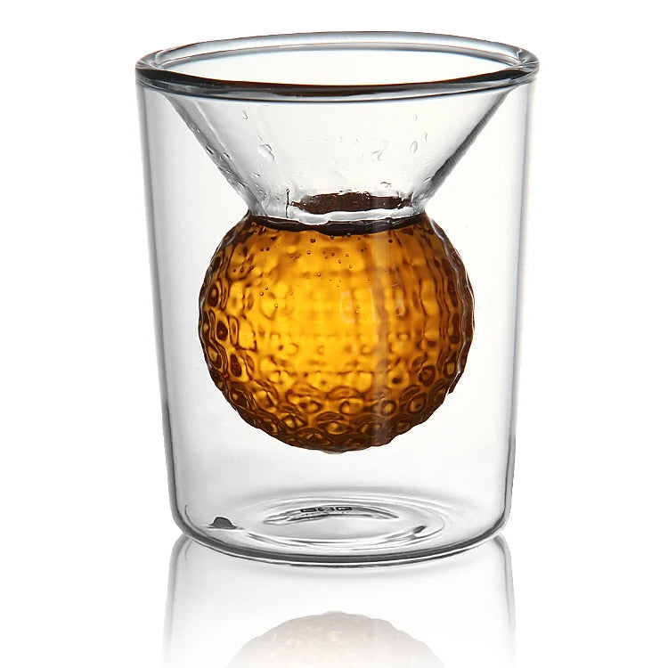 Hot Sale Wholesale  High Borosilicate Fashion Spirit 2oz Golf Ball Shape Drinking Custom Whiskey Glass Glasses Set