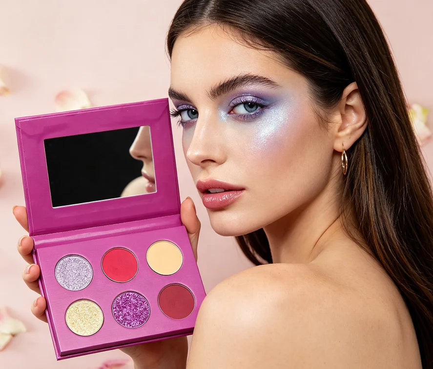 Private Label Custom New Eyeshadow Pallet 6 Colors Shimmer Finish for Light Dark Skin Tones Dry Eye Shadow Powder
