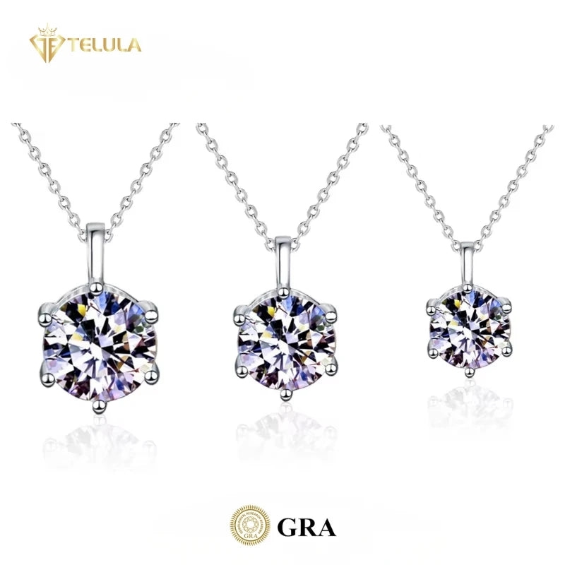 1ct 2ct 3ct 5ct Necklace Fine Jewelry 925 Silver Women Pendant Jewelry Moissanite Necklace