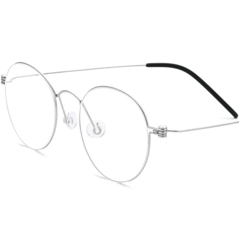 Manual Screwless B Titanium Glasses Frame IP Plating Korea Hot Sale Round Pure Titanium Myopia Glasses