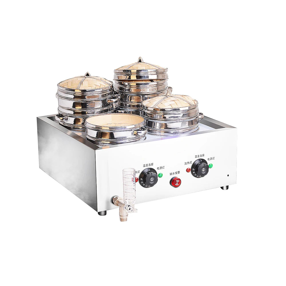Double Temperature Control Switch 2/4/6 Grid Electric Momo Steamer Professional Grain Food Wheat Food Cereal Food Steamer