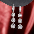 CAOSHI New Luxury Long Dangle Earrings for Women Full Paved Brilliant Cubic Zirconia Silver Color Bride Wedding Earrings