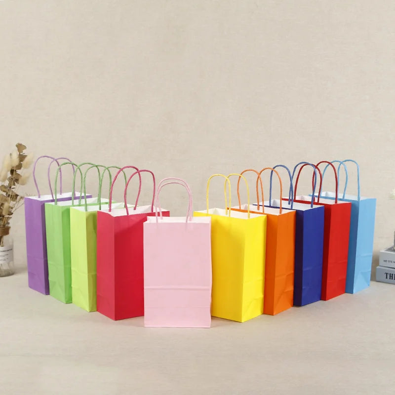 Kraft Paper Tote Bag Wholesale Red New Year Take-out Thickened Packaging Gift Paper Bag