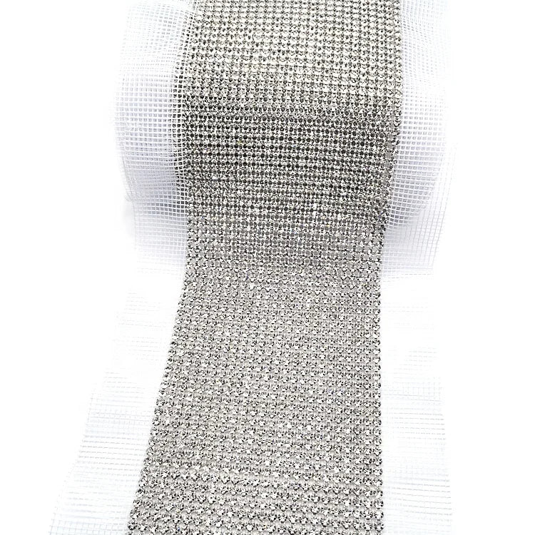 Wholesale Silver Clear Crystal Rhinestone Banding for Weddings Sew-On Metal Rhinestone Trim for Shoes Garments Bags