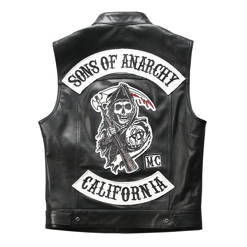 Club Alias Chaos Son Motorcycle Vest Unisex Plus Fertilizer Plus Size Vegetable Tanned Sheepskin and Cowhide Vests