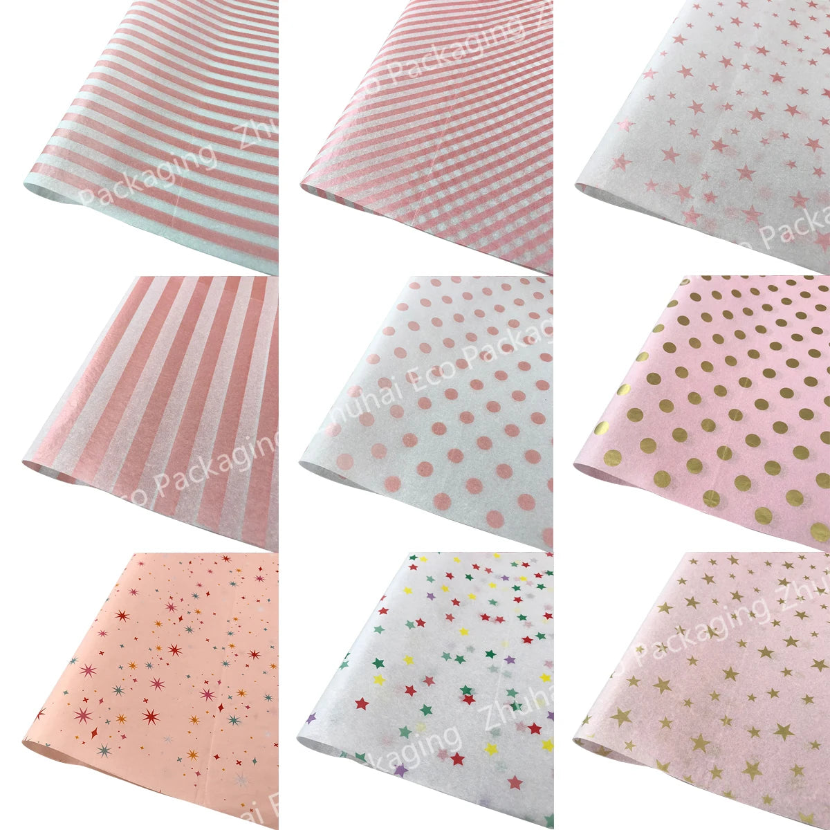 Fast Shipping Pink Pattern Gift Wrapping Paper Fancy Tissue Paper for Gift Boxs