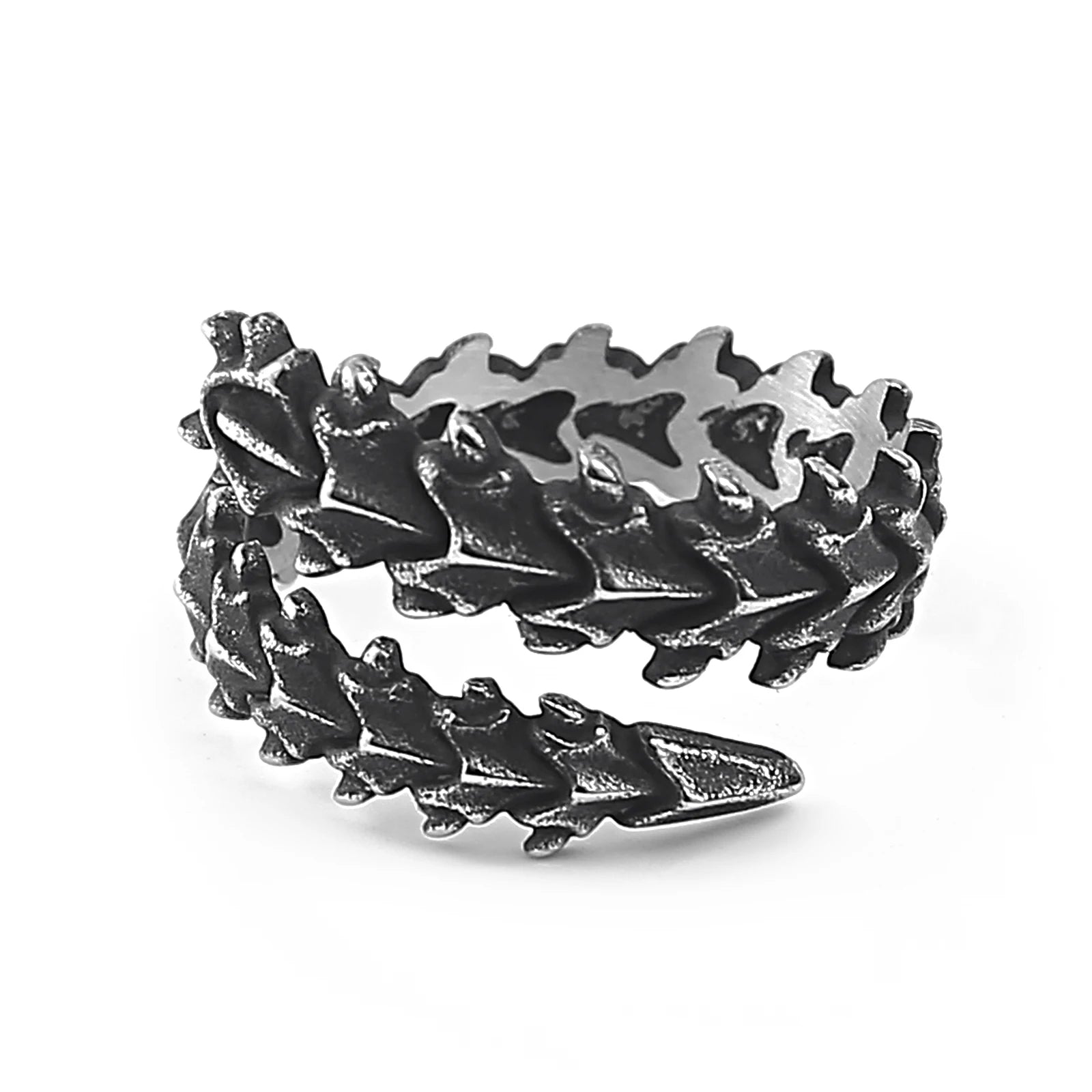 Norse Pagan Jewelry Stainless Steel Dragon Bone Gothic Ring