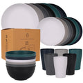 Modern Colorful 32-Piece Eco-friendly Plastic Wheat Straw Dinnerware Sets for 8 Lightweight Portable Outdoor Camping Parties BPA