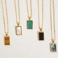 Wholesale New Sweater Chain Stainless Steel Rectangle Pendant 18k Gold Shell Custom Charm Necklace