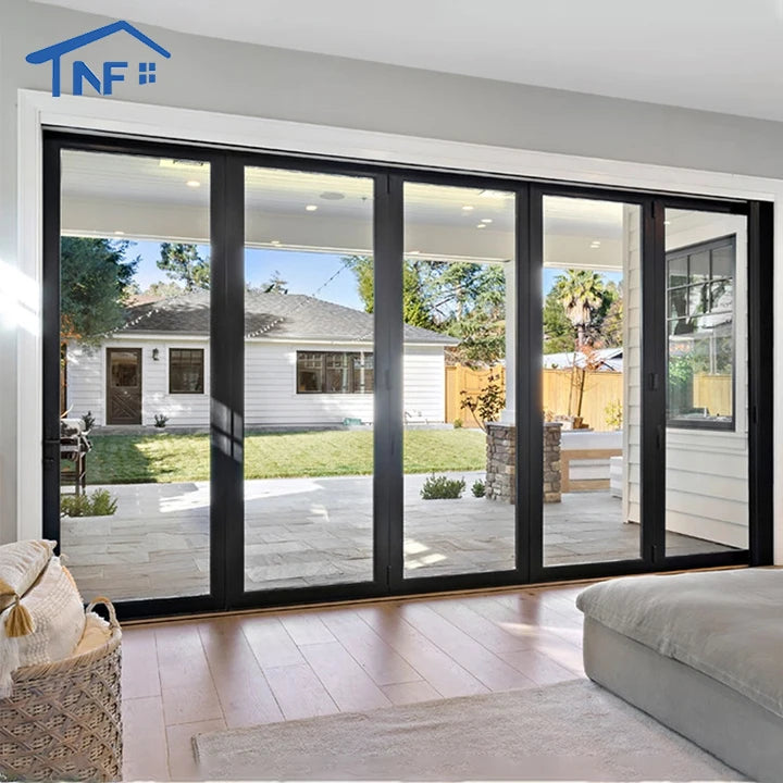 Customized Modern Hotel Use Indoor Slim Horizontal Bifold Doors with Thermal Break Aluminum Frame and Double Tempered Glass