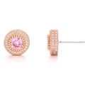 Wholesale White Gold Plated Brass CZ Iced Out Rose Gold Earrings Wholesale Price Hip Hop Round Shape Stud Full Bling CZ Jewelry