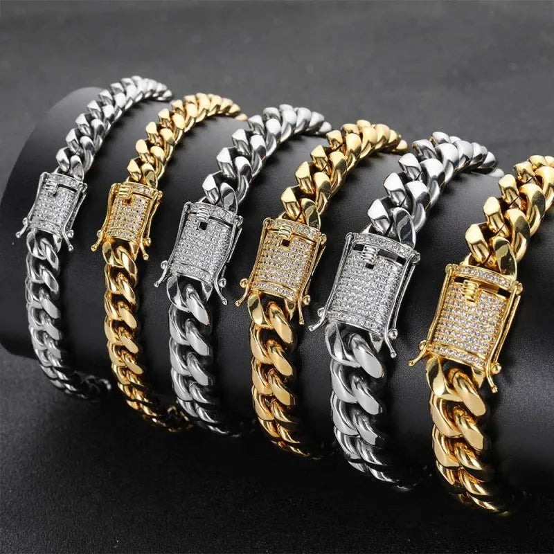 Miss Jewelry Urban Jewelry Mens 18k Gold Cuban Link Bracelet