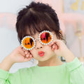 DOISYER  2021 New Design Round Handmade Pearl Diamond Shades Rhinestone Kids Sunglasses Girls