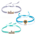 Classic Adjustable Brass Blue Turkish Eye Natural Stone Agate Pendant Cotton String Thread Braided Bracelet for Women Men
