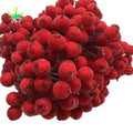 Artificial Frosted Holly Berries Christmas Fruit Berry Flower Decor Dark Red