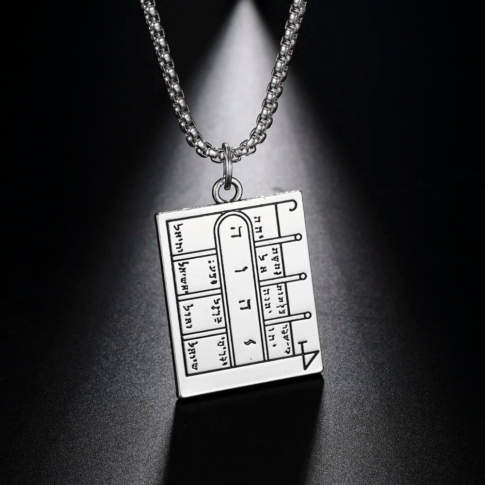 New Styles  Key of King Solomon Pentacle Open Doors Amulet Talisman Square Pendant Necklace the Moon's First Magic Arrayry