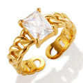 Adjustable Vintage Gold Plated Open for Weddings Engagements Gifts Parties Anniversaries Stainless Steel Ring