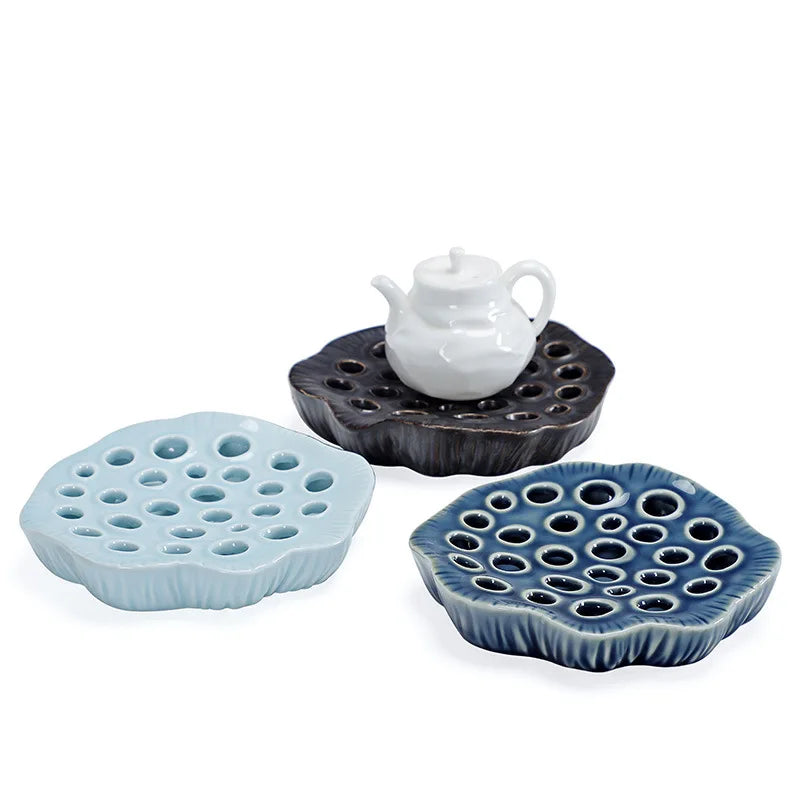 Ceramic Retro Pot Tray Bamboo Tea Tray Teapot Small Water Storage Tea Table Holder Base Water Drop Container Kung Fu Tea Set