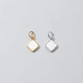 9mm Gold Pearl Shell Square Pendant Charm 925 Sterling Silver Bezel Square Conch Charms  for Jewelry Making