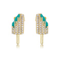 Hot Sale Gold Silver Plated Geometric Stud Earrings Sterling Silver Ice Cream Design Zircon Earring