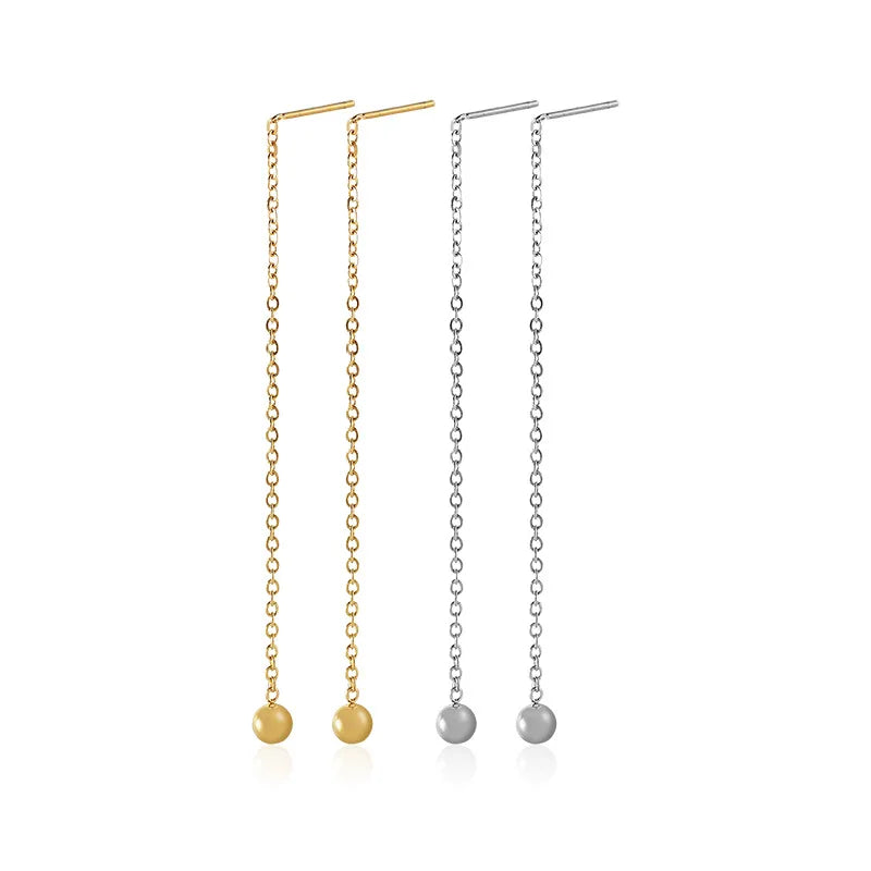 Wholesale Stainless Steel Waterproof Gold Plated Floating Threader Earring Wires Ball Dangle Charm