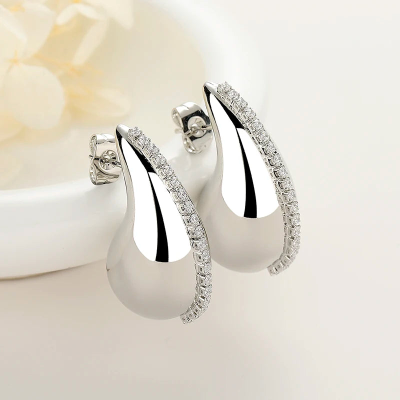 Bisuterias Oro Joyeria Hengdian Wholesale Earrings Women 18k Gold Plated Cubic Zirconia Hoop Earrings for Women Fashion Jewlery