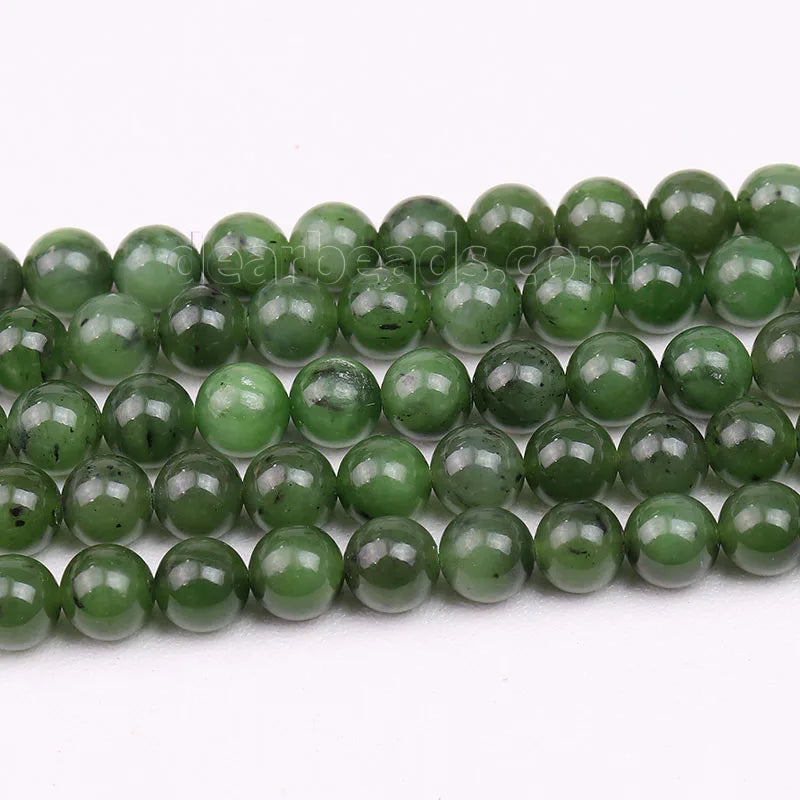 Wholesale Natural Real Canadian Green Jade Loose Bead Stand Nephrite for Jewelry Making 6mm 8mm 10mm