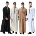 Traditional Polyester Stand-Up Collar Muslim Thobe for Men Breathable Islamic Clothing for Arab Men Thobe Thawb Caftan