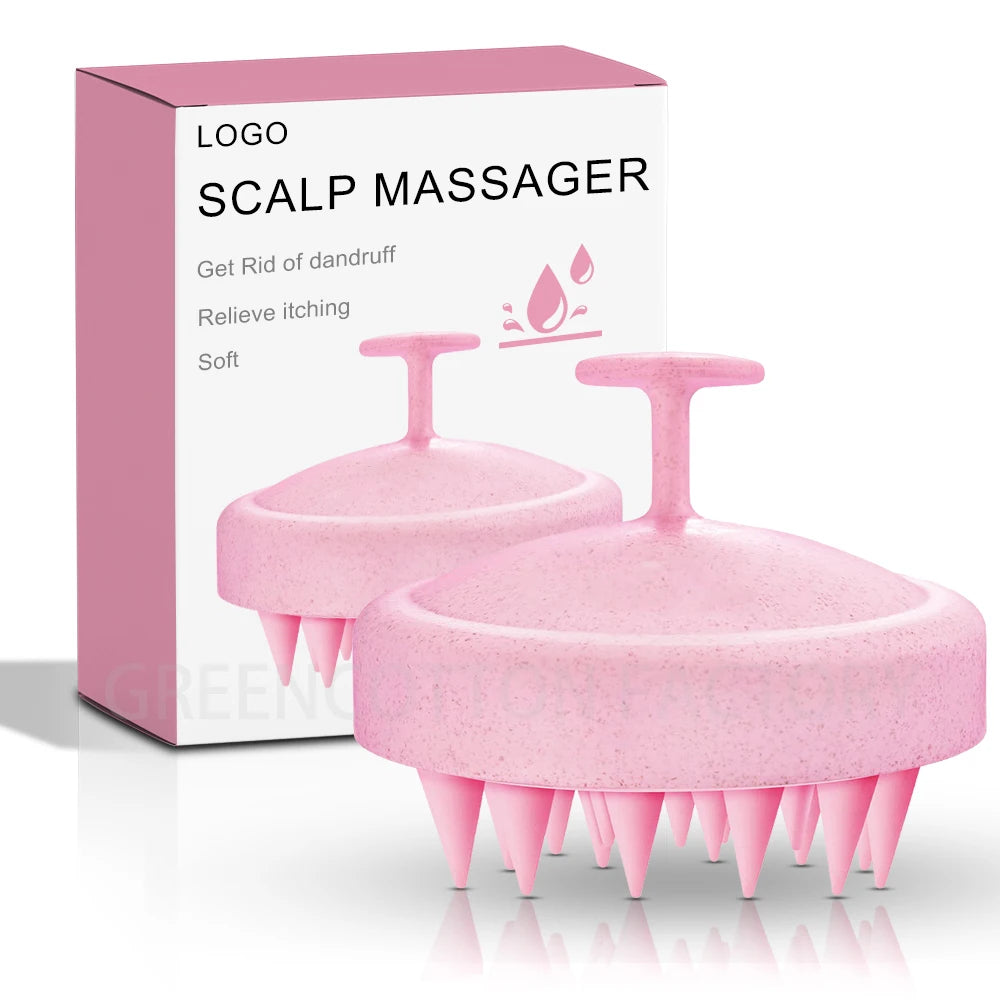 Custom Logo Head Scalp Massage Comb Silicone Massage Comb Scalp Cleaning Hair Brush Hair Care Comb