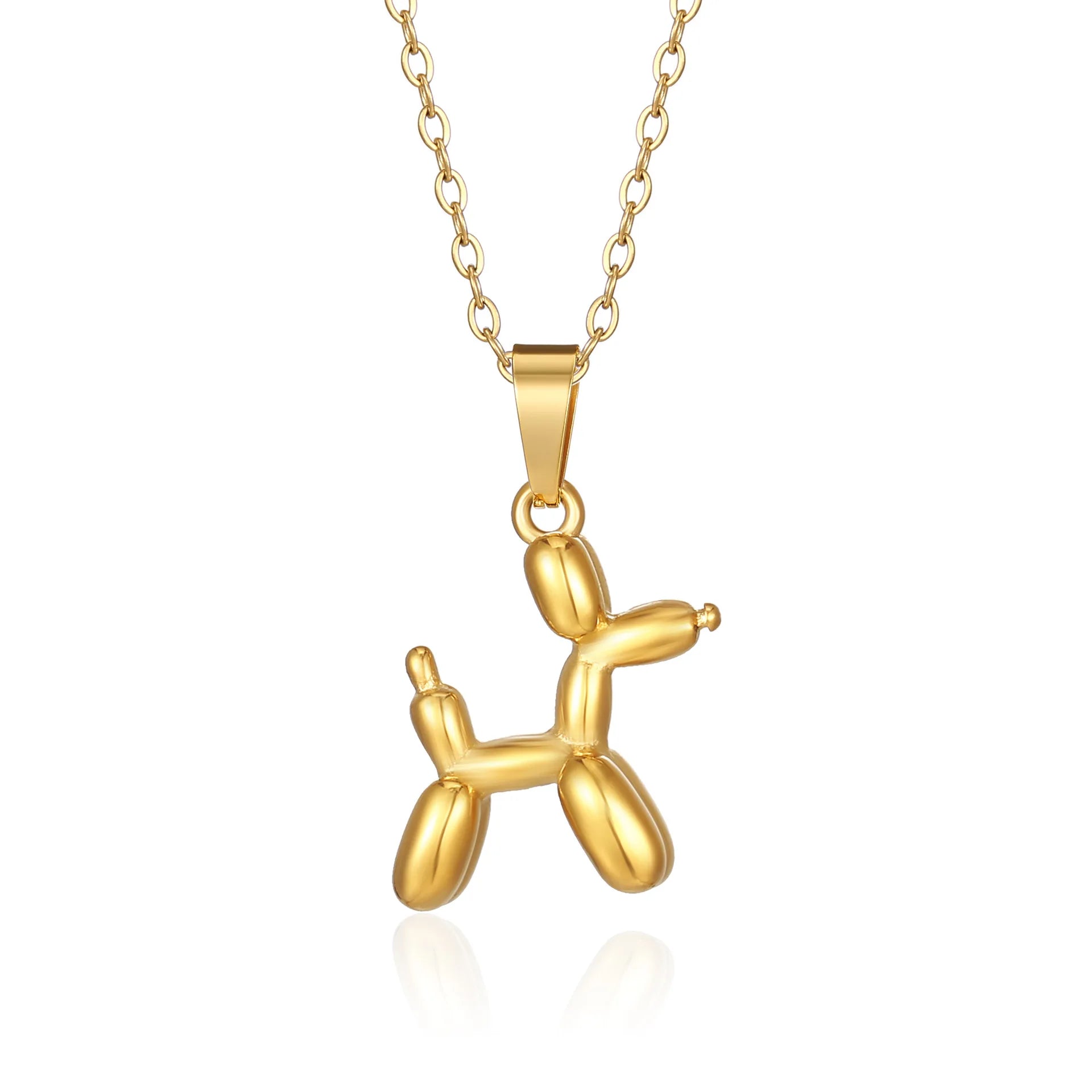 Nabest Women 18K Gold Plated Stainless Steel Balloon Dog Waterproof Necklace Animal Puppy Dogs Pendant Necklace