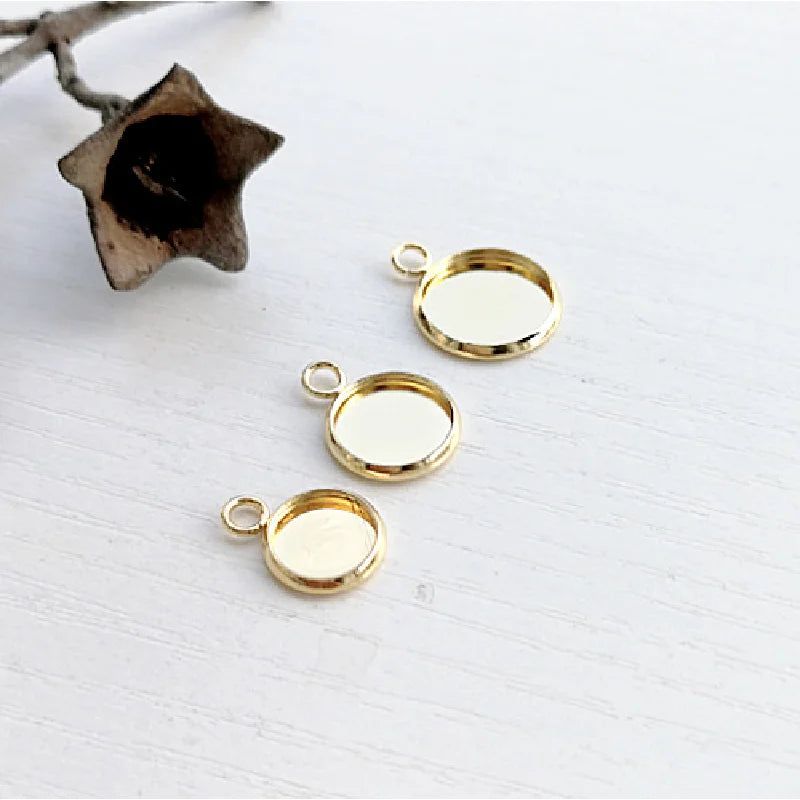316 Stainless Steel Inner Circle Pendant Accessory 6-30mm Gemstone Bottom Drag for Bracelet Necklace Jewelry Findings Components