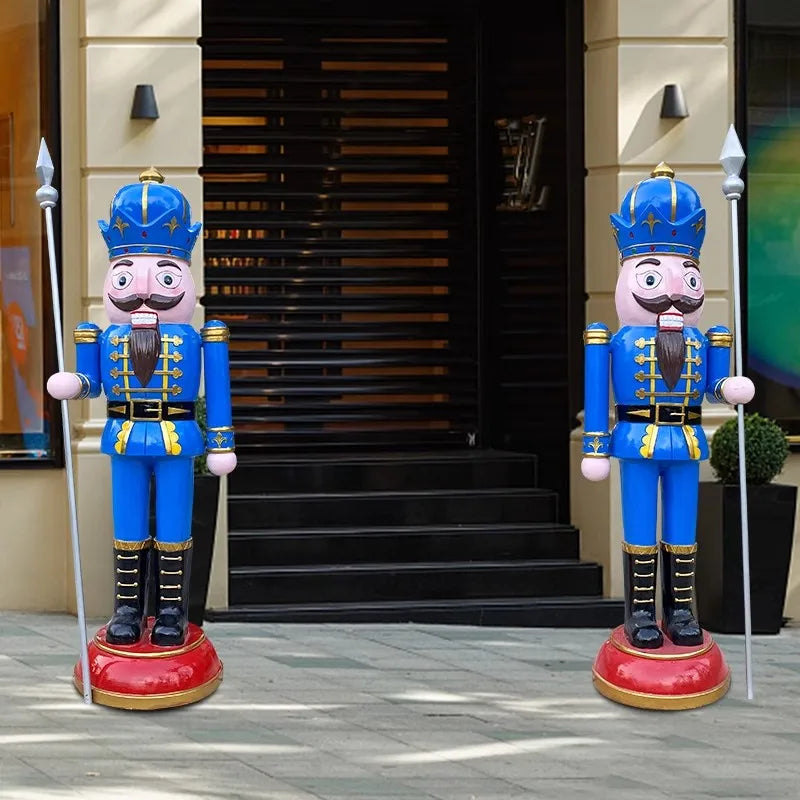 Pop Art Resin Crafts Custom Fiberglass Life Size Nutcracker Soldier Statue 8ft Christmas Nutcracker Props for Events Rentals
