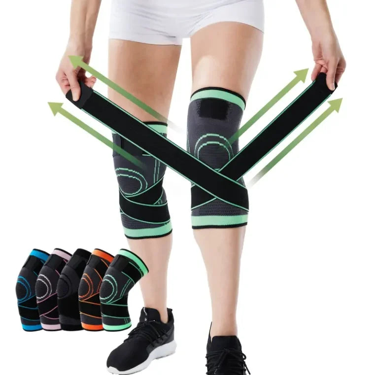 Wholesale Customized Logo Green Nylon Knee Brace Protector Strap Sport Gym Basketball Outdoors Fitness Elbow Knee Pads
