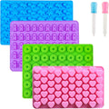 Silicone Gummy Molds with 2 Droppers Silicone Chocolate Candy Molds Including Dinosaur Bear Hearts and Donut Shape for Kid