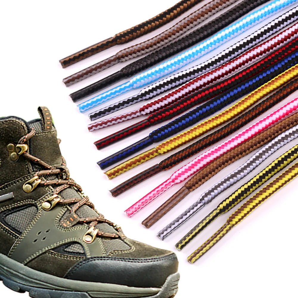 YH Martin Casual Leather Boots with Dual Color Striped 4mm Width Round Shoe Laces 50-200cm 18 Colors Polyester Rope Shoelaces