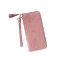 Wholesale New Korean Ladies Wallet Long Fashion Clutch Bag Leaves Buckle Wallet Card Package Dinner Bag with Handle Strap