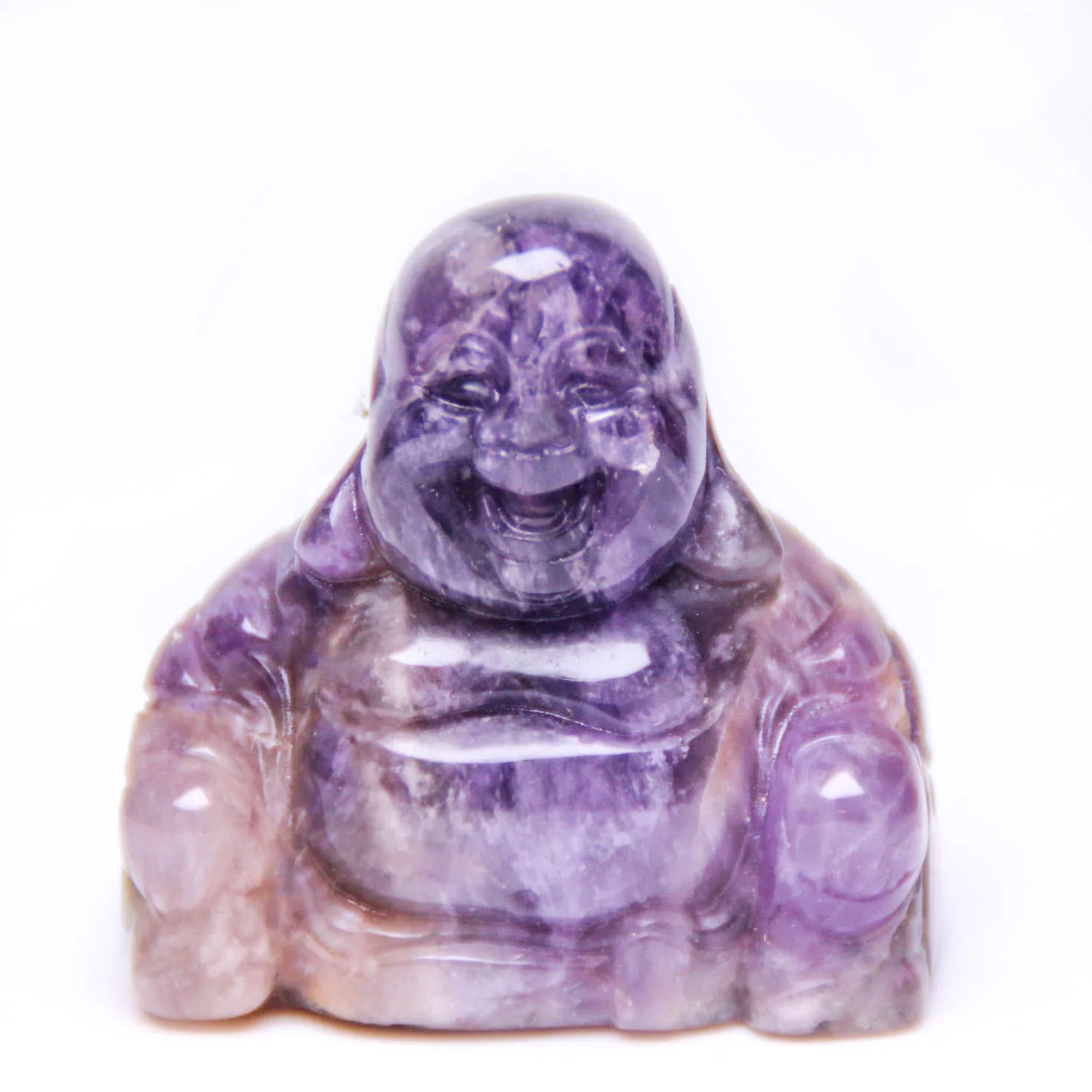 2026 Handmade Beautiful Crystal Christmas Laughing Buddha Amethyst Healing Crystal Carvings for Gifts Crafts