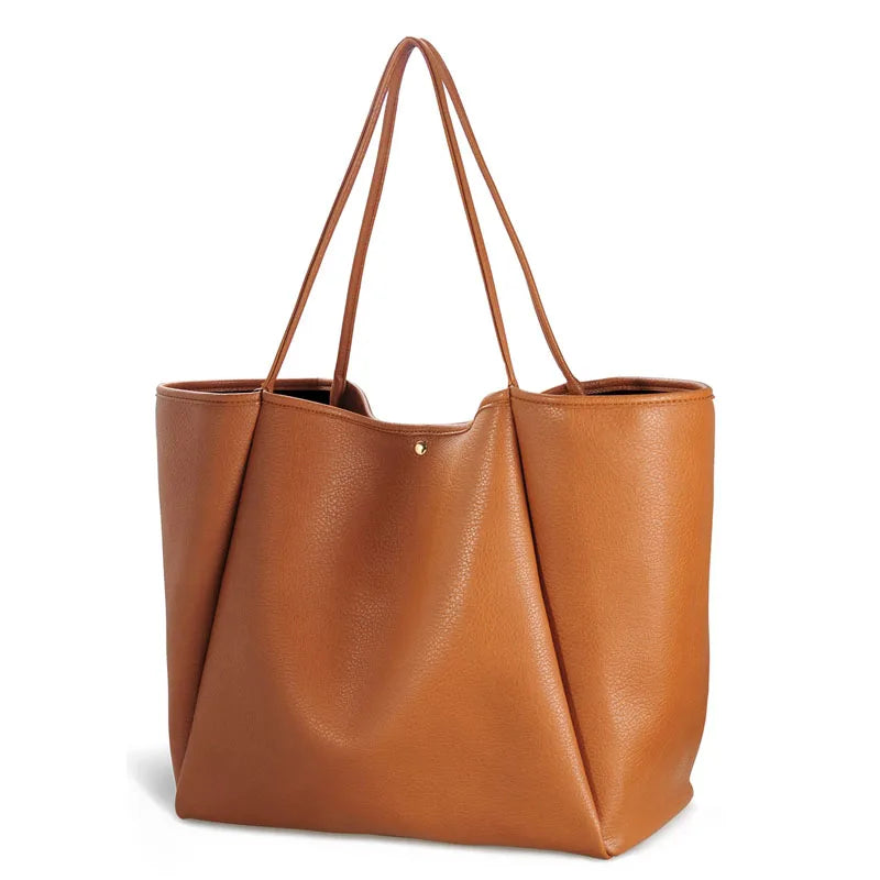 Personalized Oversized Huge extra Large Big Brown Tan Womens Ladies square Genuine Leather Tote Bag for Travel Sale
