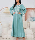 S-2XL Fashion Dignified Plus Size Arabian Women's Botanical Embroidered Casual Gold COLOR Velvet Long Dress