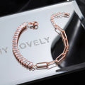 Asymmetric Tennis Bracelet Bangle Women Korean Fashion Paper Clip Hand Chain Zircon Luxury Designer Jewelry Friends Gift LAMOON