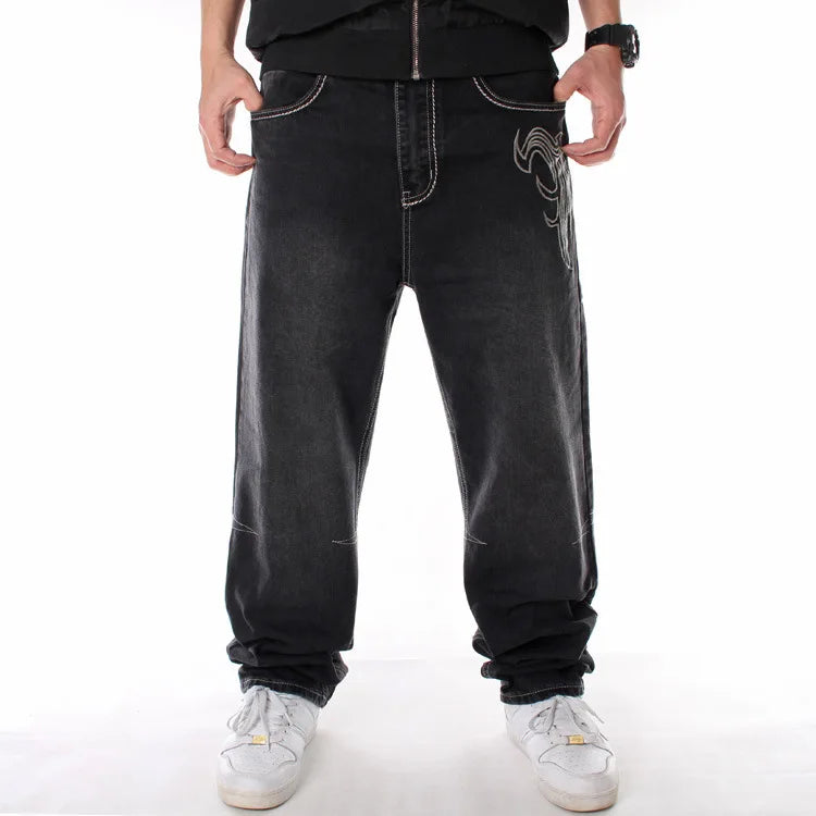 Customize Designer Men's Skateboard Pants Street Hip-hop Jeans Embroidery Loose Casual Long Pants Plus Fat Plus Size Denim Jeans